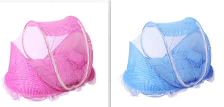 rosa och blå baby tält